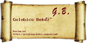 Golobics Bekő névjegykártya